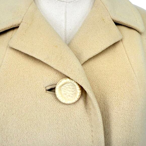 True Vintage 50s 60s Wool-Feel Coat Beige Funky Huge Buttons *NO TAGS* Apres Ski - Picture 4 of 8